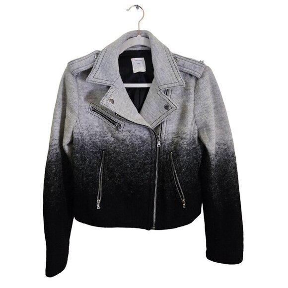 Gap Gray Ombre Wool Blend Moto Jacket Size S - Picture 2 of 7